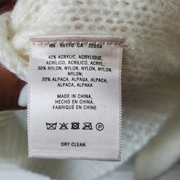 Women Rosie Neira Alpaca Sweater M Sheer Ivory Soft Cozy Fall Cabin Prairie - Picture 3 of 10